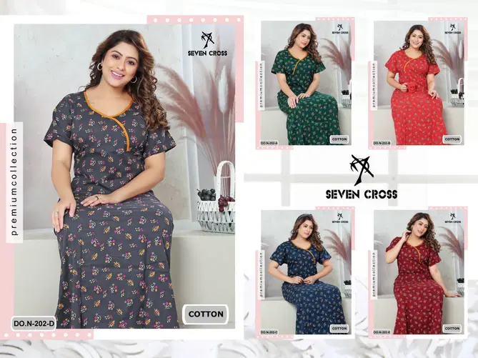 Night Wear Seven Cross Cotton 104 Nighty Gown Wholesale Price In Surat
